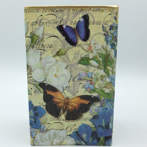 Blue Butterfly with Yellow Background on a 7x4x3" Rectangle - Picture 1 of 1
